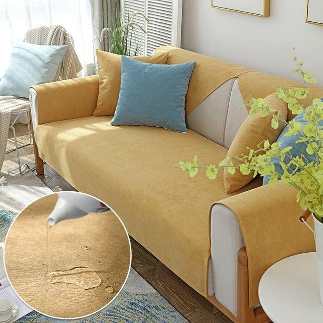 Wasserdichte Decke von Yiran Furniture als weicher Sofa-Schonbezug in Gelb, B/B: 40 x 40 cm - Bild 1