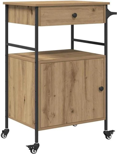 vidaXL Küchentrolley Artisan-Eiche in Braun aus Holzwerkstoff und Stahl, B/T/H: 56 x 43 x 89,5 cm - Bild 1