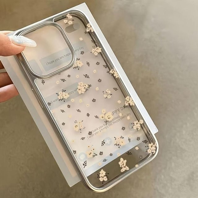 Transparente Apple iPhone Handyhülle mit luxuriösem Pflaumenblüten-Muster - Bild 1