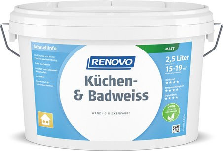RENOVO Feuchtraumfarbe Küchen- und Badweiss, matt, lösungsmittelfrei - Bild 1