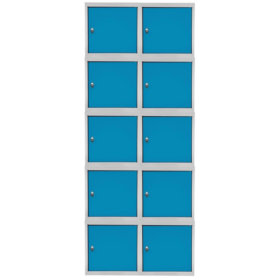 PROREGAL Blocky Schließfachwürfel Set aus 10 Stück mit Drehriegelschloss für Vorhängeschlösser, Farbe: Lichtgrau/Lichtblau, B/T/H: 40 x 40 x 40 cm - Bild 2