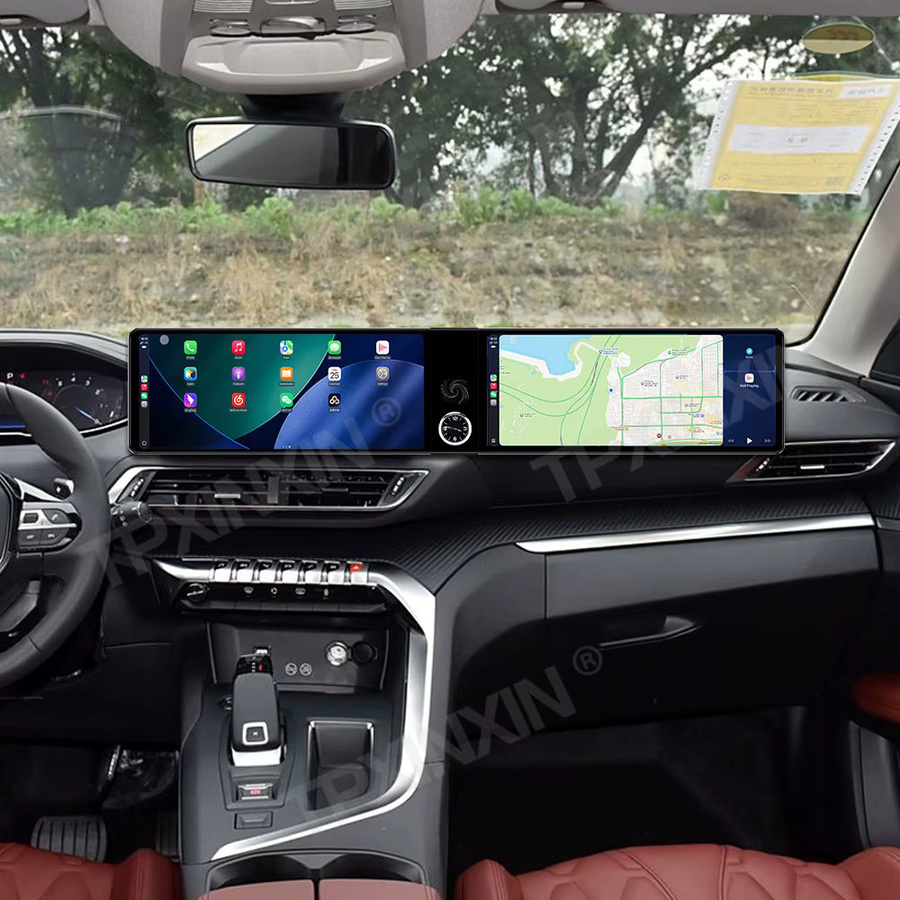 TPXINXIN Qualcomm Dual Screen Android Autoradio mit GPS und CarPlay für Peugeot 4008 5008 (2016 bis 2022), Schwarz - Bild 2