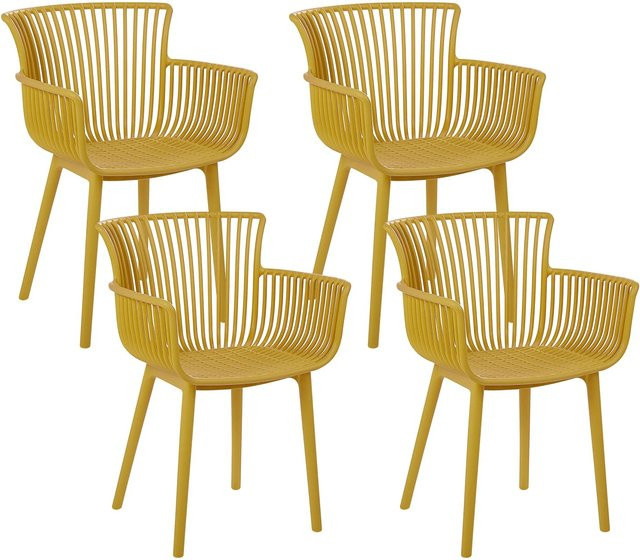 Beliani Esszimmerstuhl in Gelb im Retro-Design, B/T/H: 45 x 52 x 84 cm - Bild 1