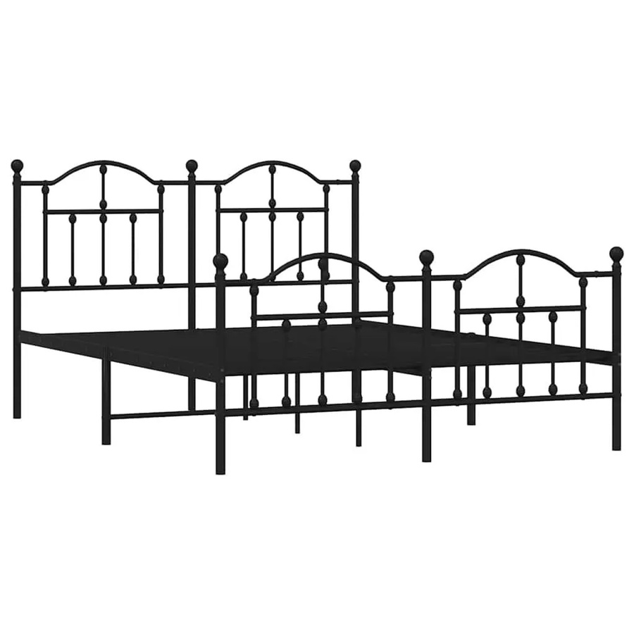 vidaXL Bettgestell aus Metall mit Kopf- und Fußteil in Schwarz, B/T: 140 x 190 cm - Bild 2