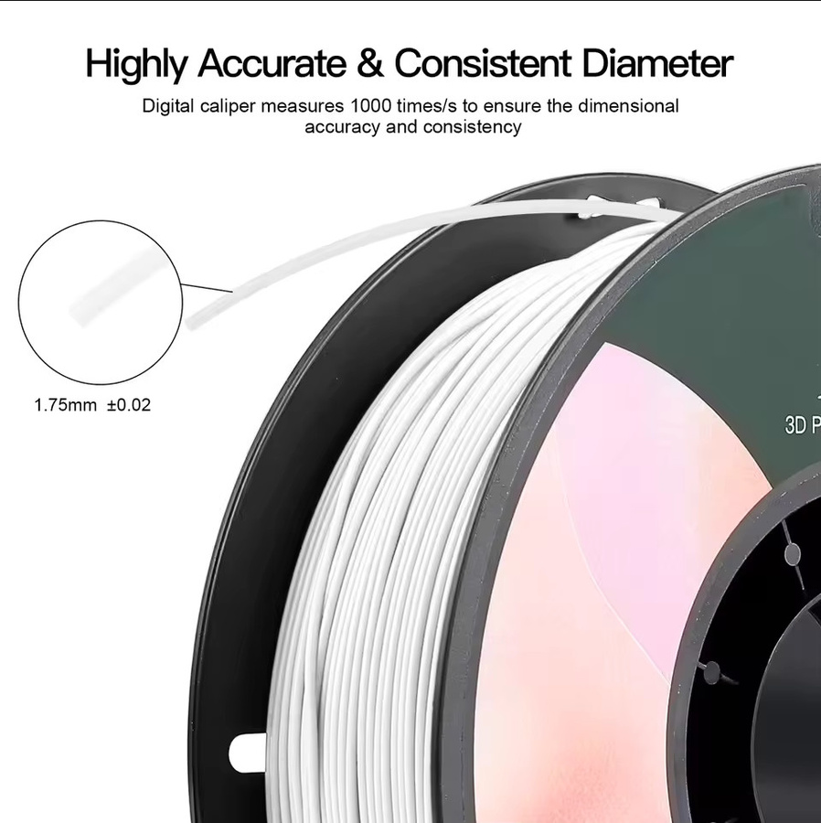 Creality 3D PLA Filament 1,75mm für FDM Drucker, 1kg pro Rolle, Schwarz und Weiß - Bild 3