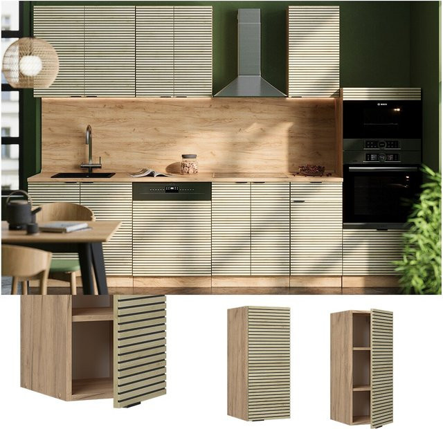 Vicco Hängeschrank Fame-Line Küche Eiche braun mit Soft-Close-Scharnieren und Regalböden, Breite: 30 cm, Höhe: 30 cm, Tiefe: 30 cm - Bild 1