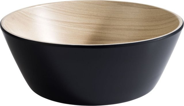 APS Schale FRIDA aus Melamin, rund, beige/schwarz, Durchmesser: 20 cm, Höhe: 7,5 cm, 1200 ml - Bild 1