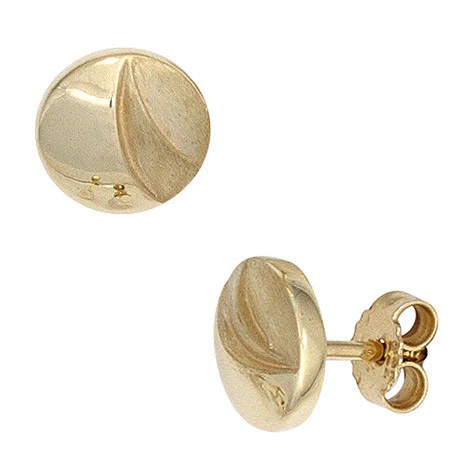 Colfem Ohrstecker rund, 333 Gelbgold, mattiert, Unisex - Bild 1