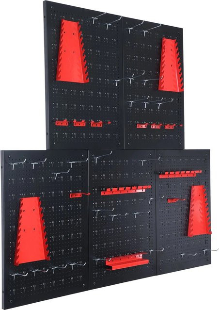 Floordirekt Werkzeugwand Parker Lochwand Set aus Stahl in Schwarz Rot mit 5 Platten B/H: 60 x 40 cm - Bild 1