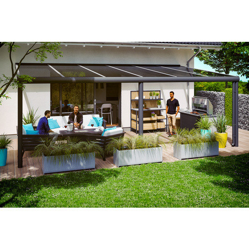 SKANHOLZ Terrassenüberdachung Garda in Schiefergrau mit Polycarbonat-Dach und integrierter Regenrinne, Breite: 648 cm - Bild 2
