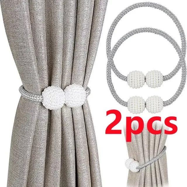 Magnetische Vorhang-Clips Perle als Raffhalter und dekorative Vorhanghalter in Beige oder Weiß - Bild 1