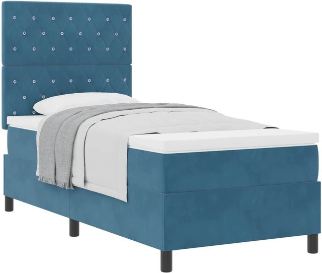 vidaXL Boxspringbett mit Matratze Dunkelblau, B/T/H: 100 x 200 x 203 cm - Bild 1
