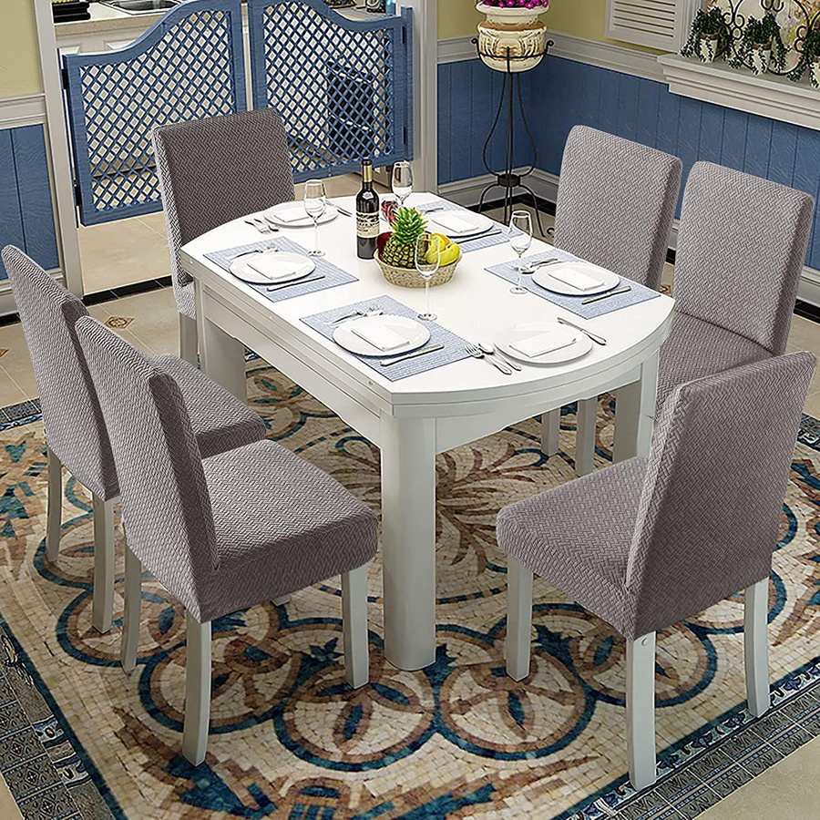 Wasserdichter Jacquard Stuhlbezug mit Karomuster von Yiran Furniture in Grau, B/T/H: 45 x 38 x 38 cm - Bild 2