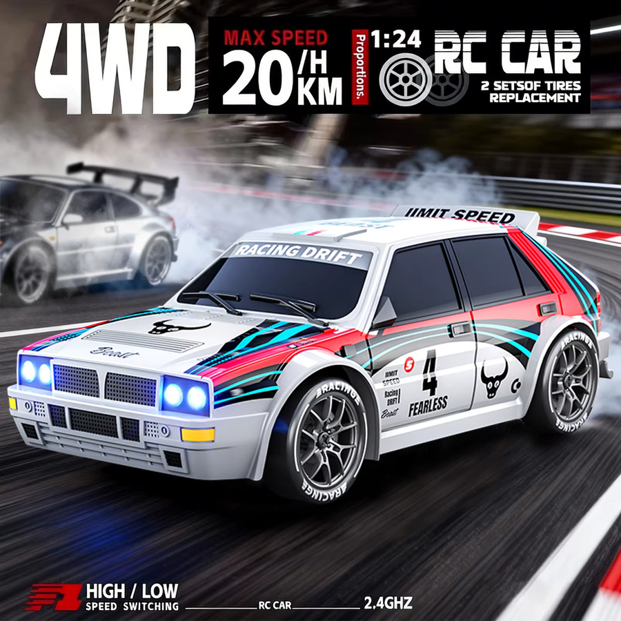 ZNLYRION 4WD RC Drift Auto, ferngesteuertes Rennfahrzeug, Maßstab 1:24, mit LED-Lichtern - Bild 6