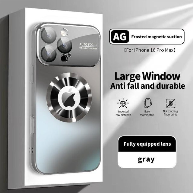 Apple iPhone 14 Pro Max Schutzhülle mit Magsafe und Glaslinsen-Kameraschutz in Titan-Metallic-Optik, Grau/Transparent - Bild 1