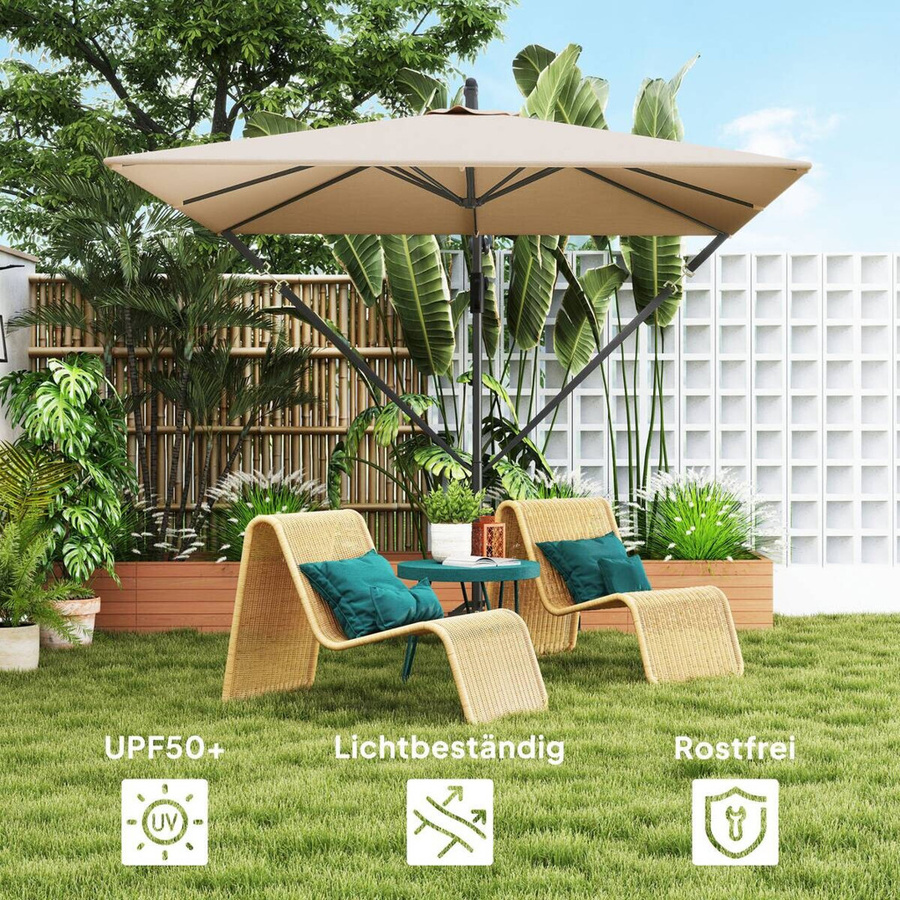 Outsunny Ampelschirm in Beige aus Polyester mit UPF 50+ Schutz, B/H/L: 250 x 235 x 295 cm - Bild 2
