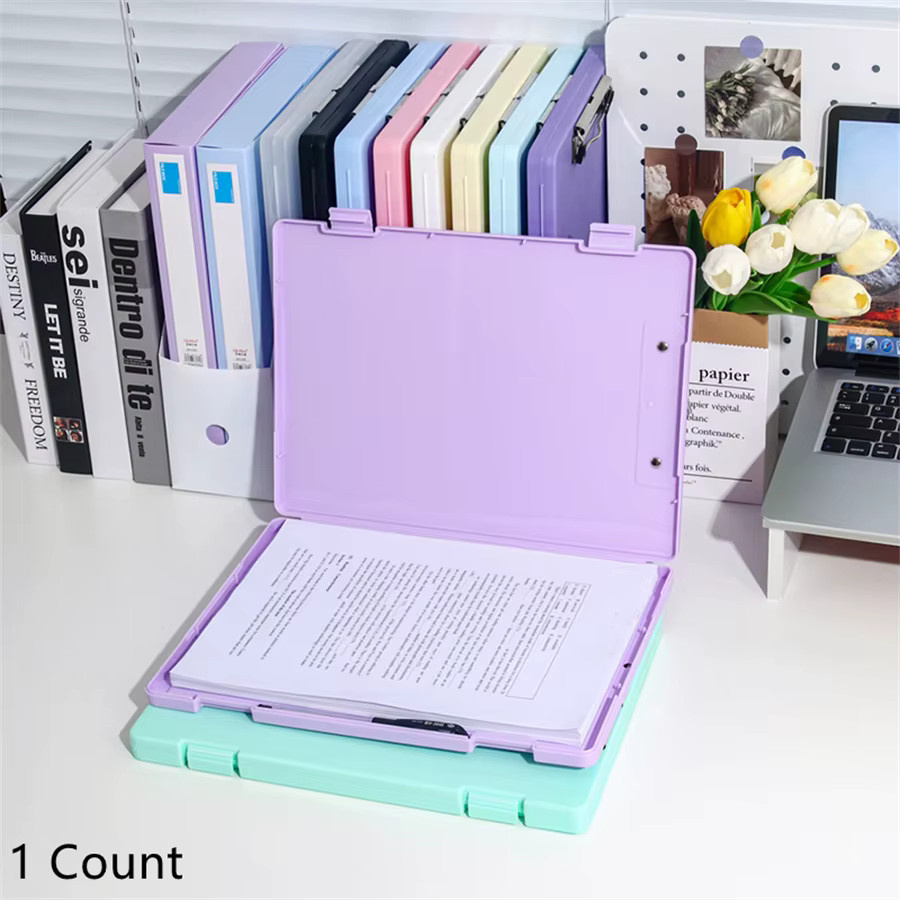 Multifunktionale Zwei-in-Eins Aktenschachtel und Loseblatt-Ordner mit Tafelclip, transparentes Kunststoff-Design, Farbe: Grün, Format: A4 - Bild 2