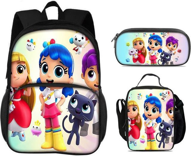 True and the Rainbow Kingdom 3er-Set Federmäppchen und kleine Taschen mit Cartoon-Druck für Kindergartenkinder und Schüler, Multicolour - Bild 1