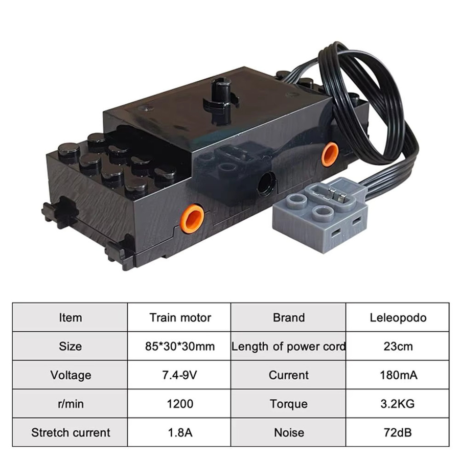Leleopodo Motor 88002 Technischer Geschwindigkeit Motor aus Kunststoff für Bahnstrecken und Spielzeug-Zubehör in Schwarz - Bild 2