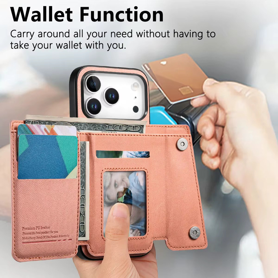SZMUGUA MagSafe Magnetische Kartenhalter-Reißverschluss-Brieftasche und Handyhülle für iPhone kompatibel mit iPhone 17 Pro Max, 16, 15, 14, 13, 12, 11 in Blau und Pink - Bild 3