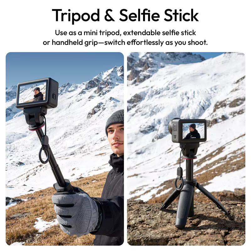 Ulanzi MT99 Mini-Stativ und Selfie-Stick mit magnetischem Schnappverschluss für DJI Osmo Action 6, Schwarz, 90g - Bild 2