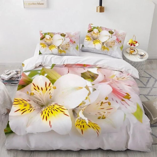 Luxuriöses 3D-Bettwäscheset Binchi Outdoor Product mit floralem Design, Mehrfarbig, Material: Mikrofaser und Polyester, Set bestehend aus Bettbezug und Kissenbezügen, B/H: 133 x 200 cm (Hinweis: Die Angabe 70x133cm im Original wurde als Teil der Maße inte - Bild 1