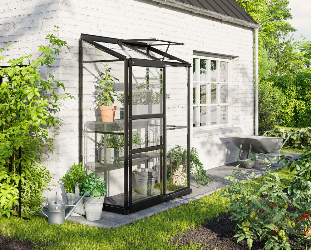 Vitavia Anlehn-Gewächshaus Ida 900 Schwarz mit Sicherheitsglas und Pultdach, B/T/H: 131 x 100 x 182 cm - Bild 2