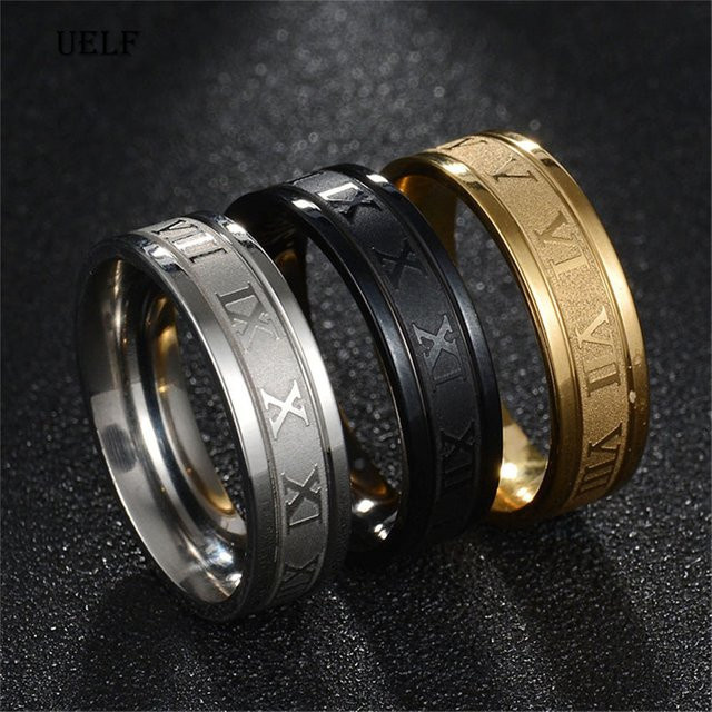 Uelf Ring Römische Zahlen, Edelstahl, Silber, Unisex - Bild 1