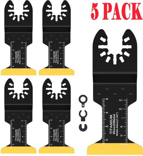 Toorise 5-teiliges Titan-Bimetall Sägeblatt-Set in Grau für Holz und Metall zur Verwendung mit Oszillierenden Multi-Tools und Renovierern - Bild 1
