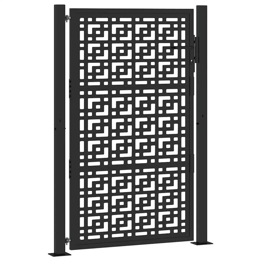 vidaXL Gartentor aus verzinktem Stahl in Schwarz mit Kreuz-Design, Breite: 110 cm, Höhe: 155 cm - Bild 2