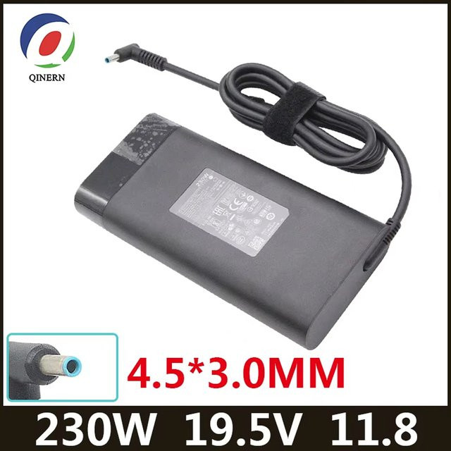 HP Laptop Power Adapter 230 W, 19,5 V, 11,8 A, Schwarz, Anschluss 4,5 x 3,0 mm, kompatibel mit HP Omen 15 16 17, TPN-Q2, Transcend, Victus 16, Book, Fury 16 G8 G9 G10 - Bild 1