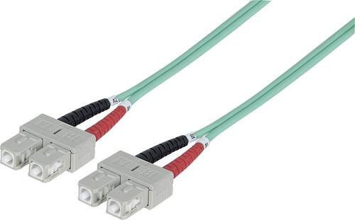 Intellinet 750837 Glasfaser LWL Anschlusskabel Multimode OM3, Farbe: Türkis, Länge: 2,00 m, Steckertyp: 1x SC auf 1x SC, 50/125 µm - Bild 1