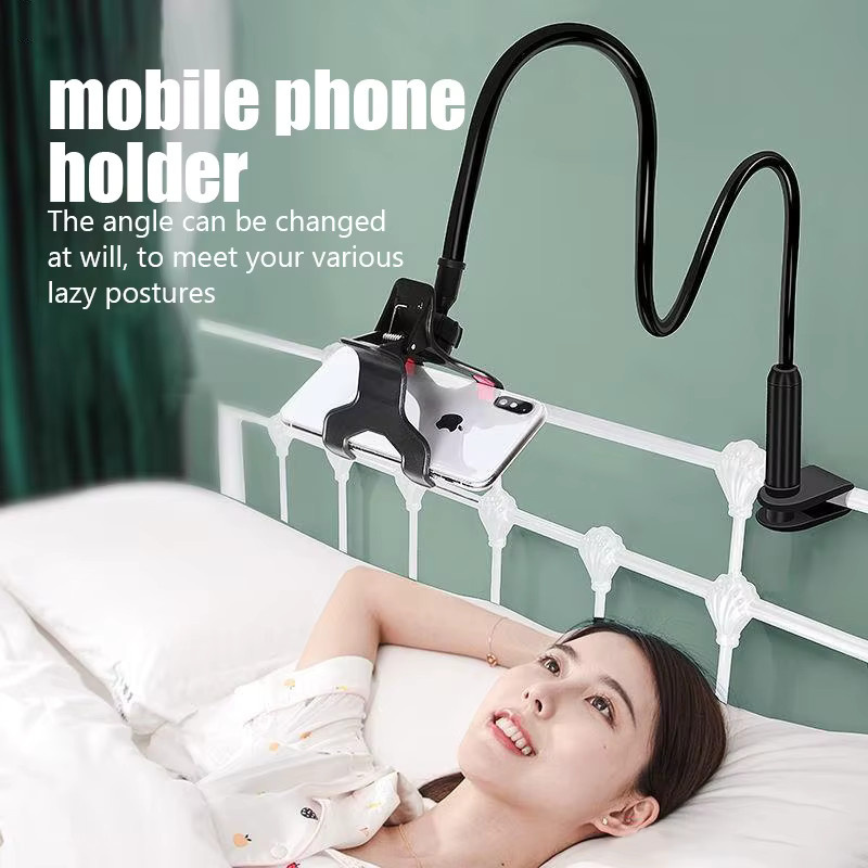 Universeller verstellbarer Handyhalter in Schwarz für Bett und Schreibtisch als flexibler Smartphone Ständer für Xiaomi und Huawei - Bild 2