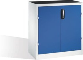 C+P Schwerlast-Beistellschrank mit Drehtüren und Schloss, Korpus Lichtgrau, Front Enzianblau, H: 100 cm, B: 93 cm, T: 50 cm - Bild 1