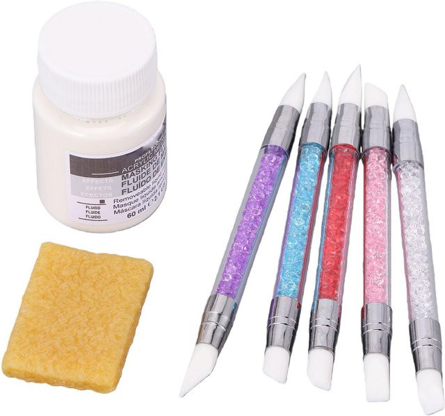 TOMTOP JMS Aquarell-Maskierflüssigkeit Weiß 60ml Set mit 5 farbigen Stiften und Radierer zum Abdecken und Modifizieren - Bild 1