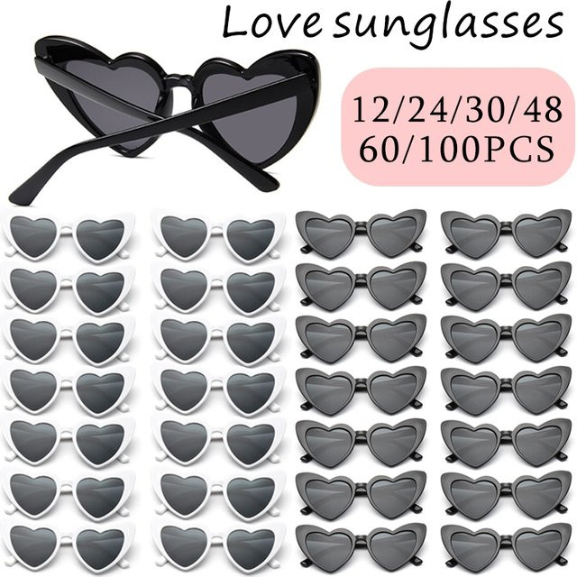 Herzförmige Sonnenbrille, Vollrand, Schwarz, Kunststoff - Bild 1