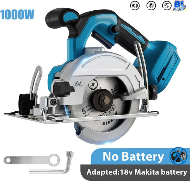 Makita 5-Zoll bürstenlose elektrische Kreissäge mit 1000 W für 21V Akku, Blau - Bild 1