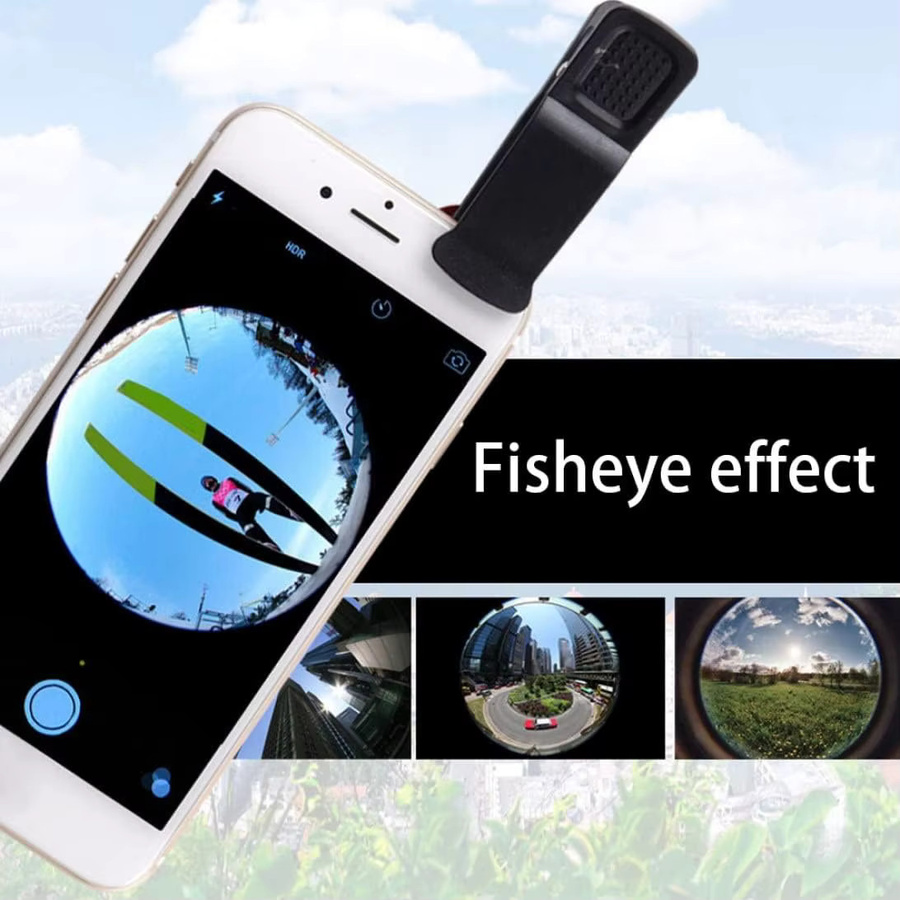 3in1 Fisheye Weitwinkel-Mikrokameraobjektiv mit Zoom und Telefonclip für iPhone und Xiaomi Redmi in Schwarz oder Blau - Bild 5