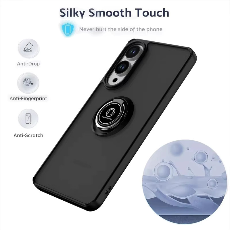 Stoßfeste Armor-Matte-Hülle für Samsung Galaxy mit magnetischem Ringständer in Schwarz - Bild 4