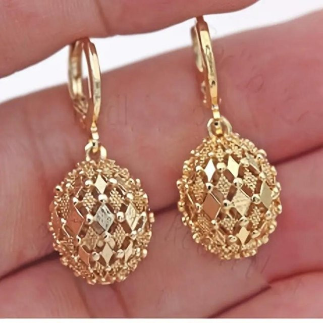 YIRAN Jewelry Creolen, vergoldet, handgraviertes Muster, Damen - Bild 1