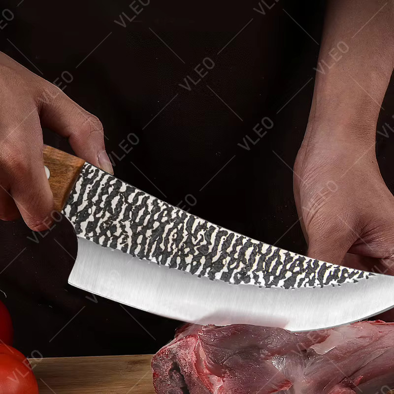 WXCOO Professionelles Ausbeinmesser aus geschmiedetem Edelstahl in Silber mit Holzgriff - Bild 4
