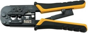 Klein Tools Daten-Crimpzange mit Ratsche zum Schneiden und Abisolieren für RJ45, RJ11 und RJ12 in Gelb - Bild 1