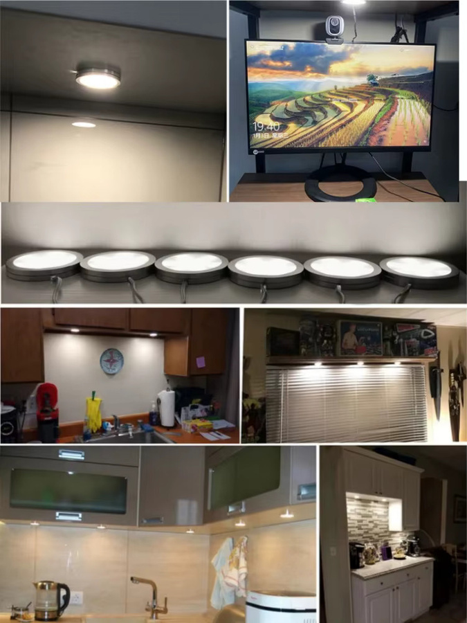 ANADnight Ultradünner LED Schrankstrahler 3W mit Schalter-Display und 3M-Aufkleber, White Shell, USB 5V Unterbauleuchte für den Innenbereich - Bild 4