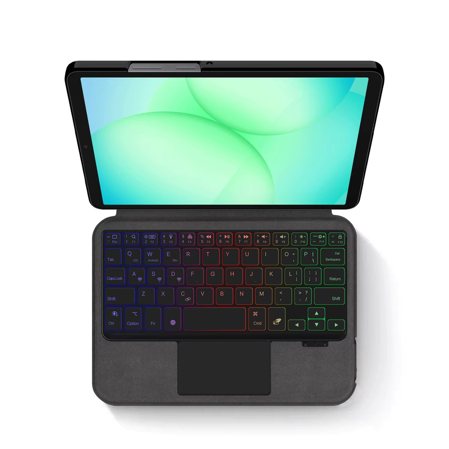 AJIUYU Beleuchtete Tastaturhülle mit Smart TouchPad für Samsung Galaxy Tab A11 8,7 Zoll 2025 SM-X133 und Tab A9 8,7 Zoll SM-X110 in Schwarz - Bild 2