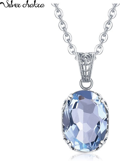 Halskette 925 Silber, Aquamarin, Damen, Vintage - Bild 1
