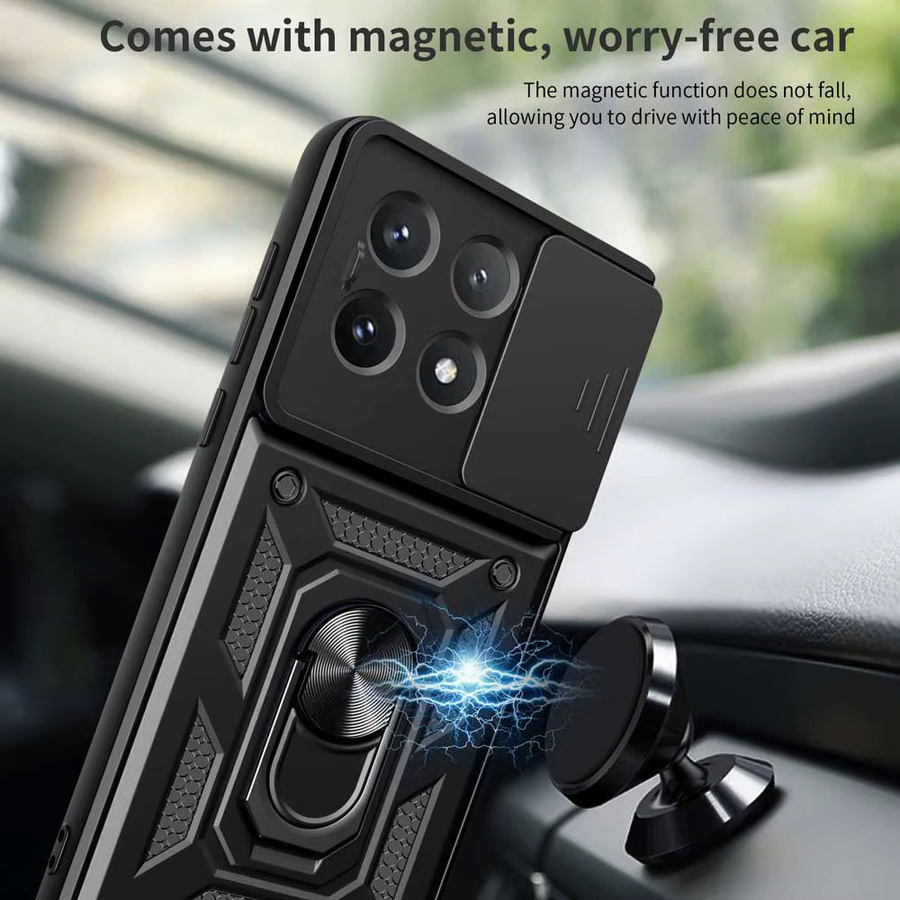 Xiaomi Mi Poco X4 Gepanzerte Schutzhülle mit Magnetring und Kameraschutz in Schwarz und Gold - Bild 3