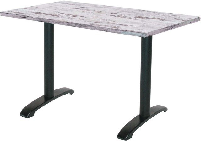 RestooTab Tisch Bazila rechteckig mit Eiche und Weißer Platte sowie schwarzem Gestell, B/T/H: 120 x 70 x 74 cm - Bild 1