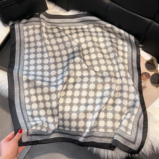Seiden-Vierkantschal Damen, Satin, gray, 70*70cm - Bild 1