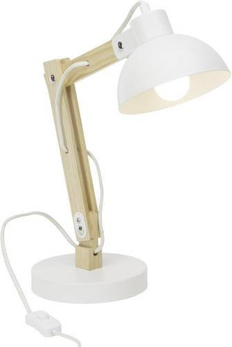 Brilliant Moda Tischlampe Weiß mit höhenverstellbarem Holzfuß, E27, Höhe: 41,5 cm - Bild 1