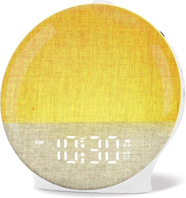Niditon Wake Up Light Sonnenaufgang Wecker mit White Noise Sound Maschine, Bluetooth Lautsprecher und Nachtlicht, Farbe: Weiß - Bild 1